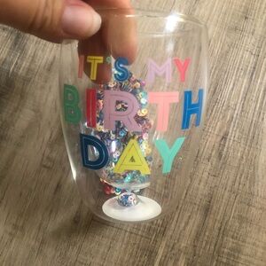 Birthday wine glass with glitter